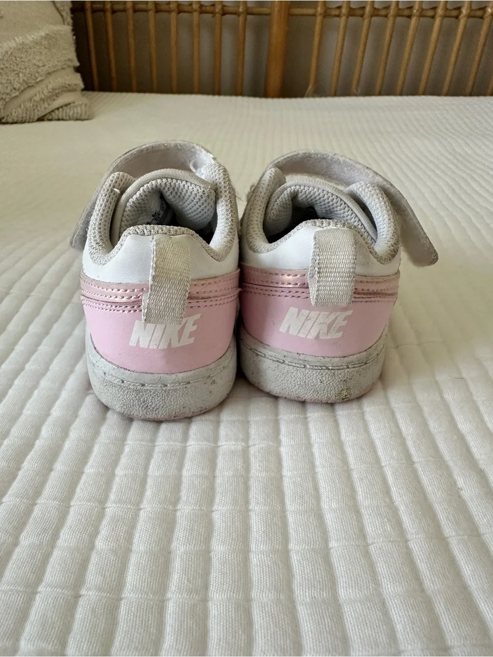 Nike Kids Pink and White Velcro Sneakers